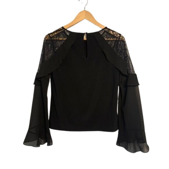New WHBM Flare Sleeve Lace Black Top | S - Picture 4 of 9